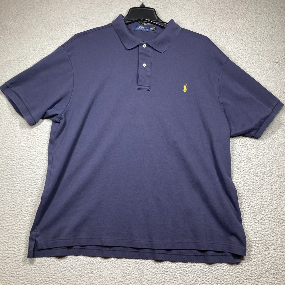 Polo Ralph Lauren Top Big Men's 2XB Blue Short Sleeve Classic Golf Preppy Cotton